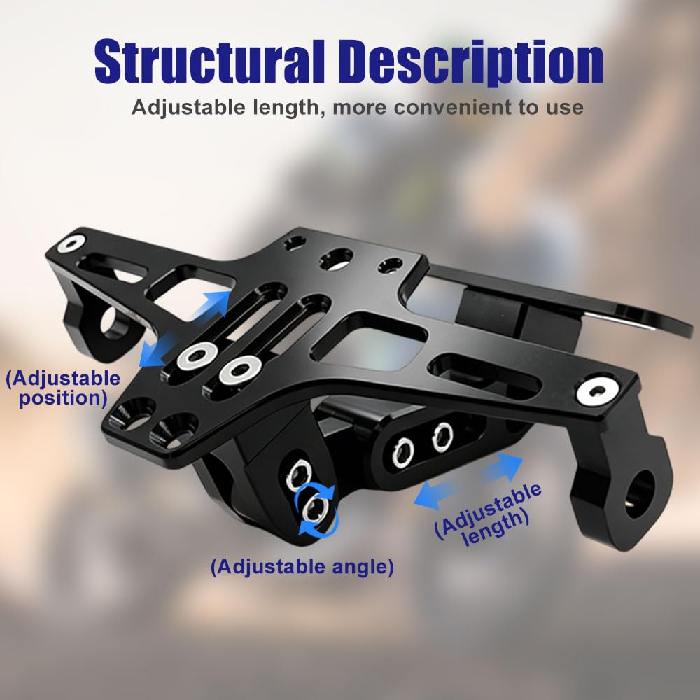 Foreverup Porta Targa Moto, Supporto Per Fanale Posteriore Targa Per Moto, Porta Targa Universale in lega di Alluminio CNC Regolabile per Moto, per la Maggior Parte dei Modelli di Moto più Comuni