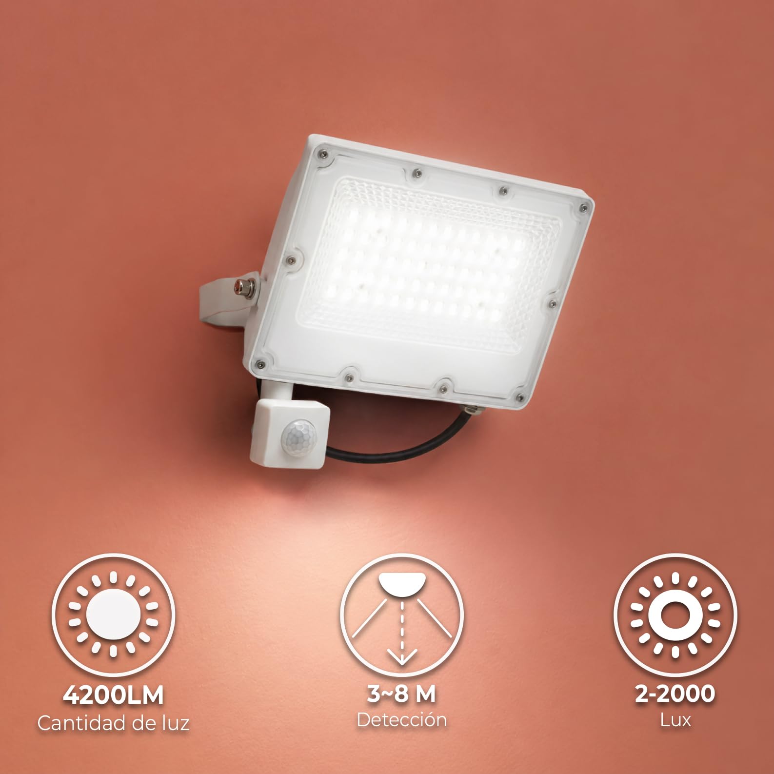 LED ATOMANT 5x Foco Proyector LED 30W con Sensor de Movimiento 6500K IP65 | 4200 Lumenes