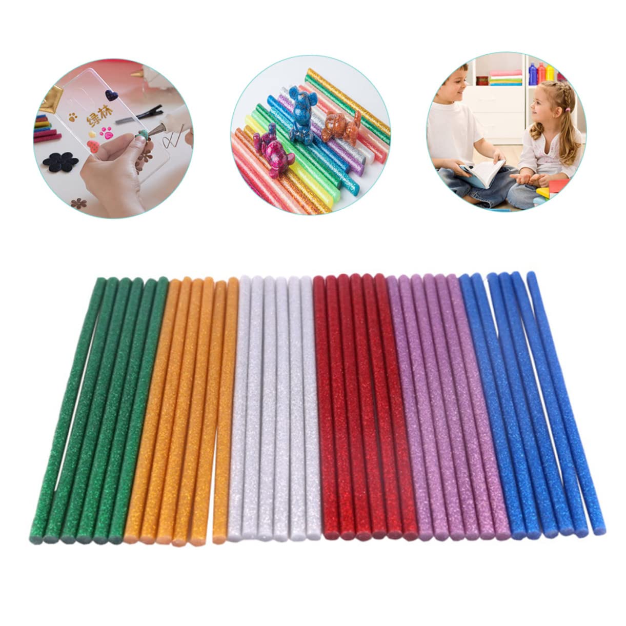 60 Pcs Mini Glitter Hot Melt Glue Sticks for DIY Crafts Colorful Iridescent Craft Glue for Arts and Decoration Projects