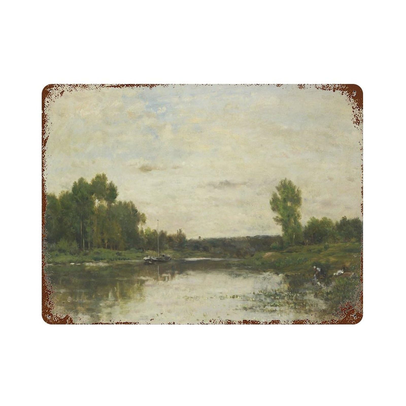 xiaoxiaoshen Pond Painting Vintage Country Landscape Wall Decor Art Metal Tin Poster Modern Home Decor Art Home Bar Shop Decorations Vintage Sign 30x40cm