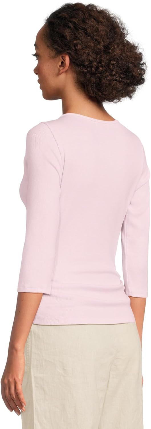 Michael Stars Womens Asha 3/4 Sleeve Straight Neck Top - Image 3