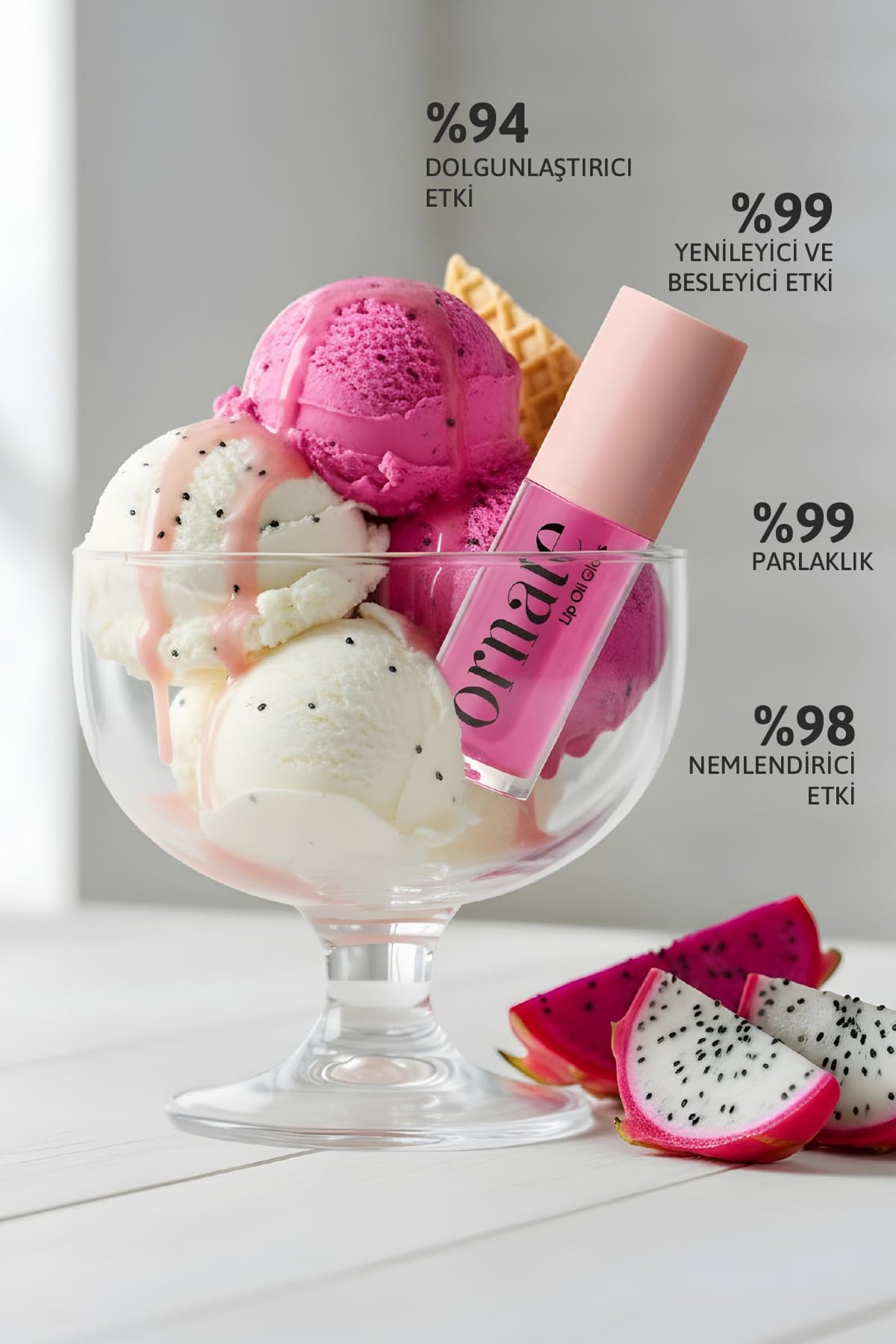Ornate Original Lip Oil Gloss Dolgunlaştırıcı Efekt, Nemlendirici, Parlatıcı Dudak Yağı Balmı Vanilya 5 ml