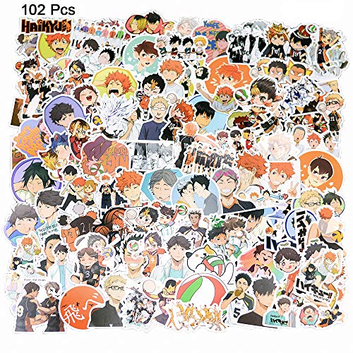 Haikyuu Stickers Pack - Waterproof Anime Stickers for Boys Laptop Luggage Water Bottle Skateboard Vinyl Graffiti Sticker (102 Pcs)