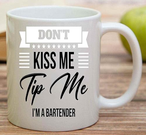 Miniatura 3 de Don't Kiss Me Tip Me Humor Gift, a Saint Patrick's Day Present - Irish Bartender Funny Saying on Large 11 Oz White Ceramic Coffee Mug