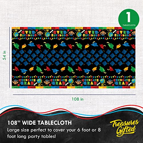 Treasures Gifted Kindergarten Graduation Decorations - Grad Tablecloth 54\" x 108\" Pack of 1 - Preschool Graduation Party Supplies - Disposable Plastic Table Cloth for Grad Party - Thumbnail 2