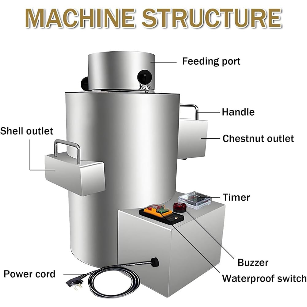 Sgusciacastagne Elettrico Commerciale, Pelapatate Automatico in Acciaio Inossidabile da 550 W, 5 Configurazioni Lame, Strumento per Sgusciare Castagne per Ristoranti, Pasticcerie 12 Blades