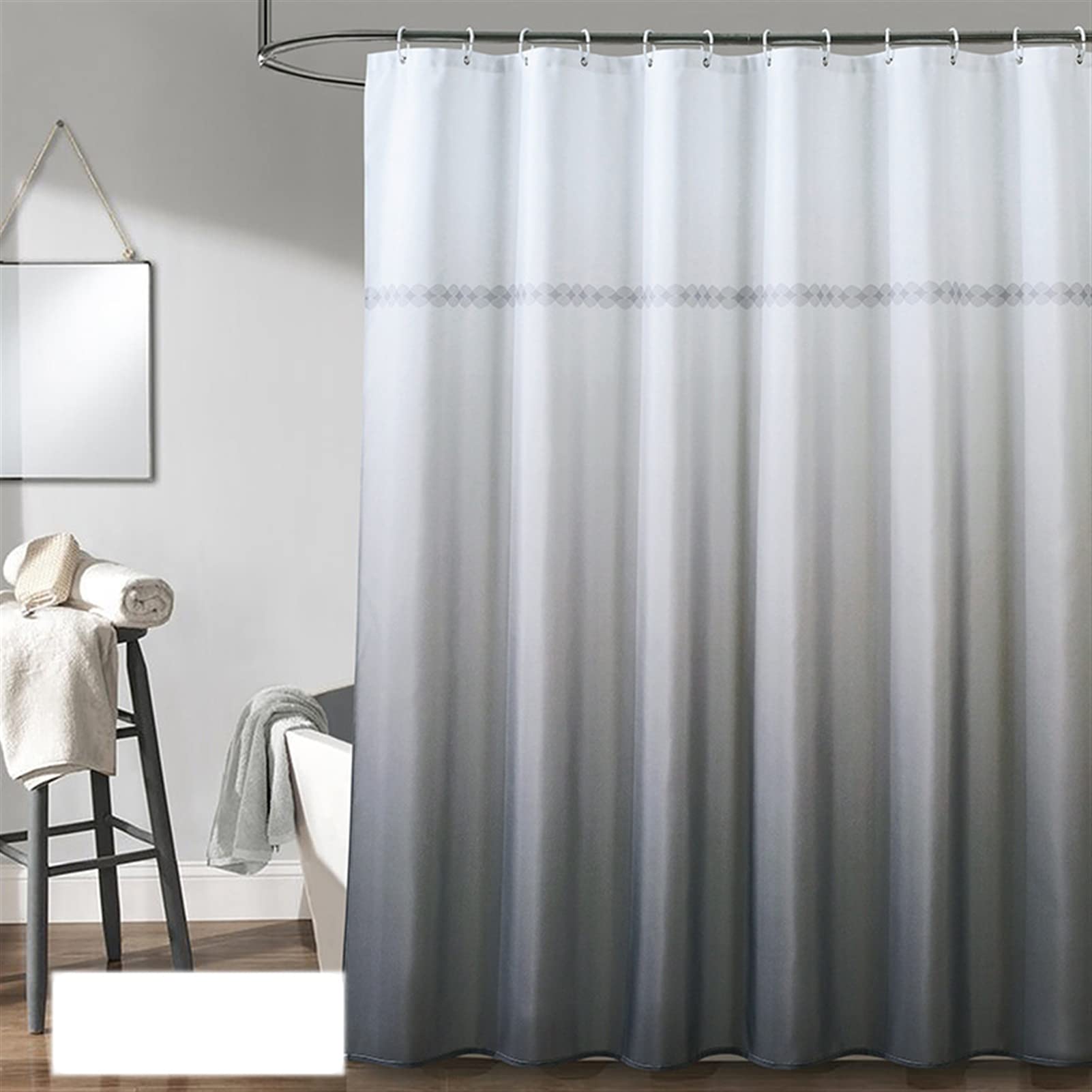 Icegrey Shower Curtain, Waterproof Design and Polyester, Quick-Drying, Weighted Hem, Shower Curtains Set for Bathroom with Hooks, Grey White, 60x80