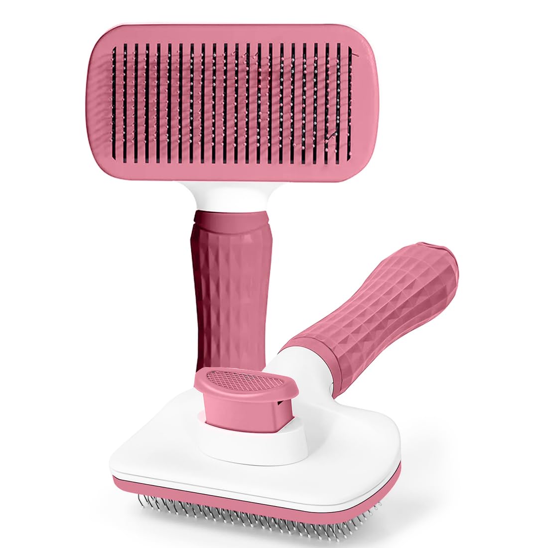 Cepillo Rosa Para Perros & Gatos, Cepillos Para Mascotas de Pelo Largo y Corto, Adecuado Para la Depilación de Mascotas Grandes, Medianas y Pequeñas, Atrapa pelos de Mascotas Con un Clic