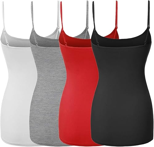 Miniatura 2 de Made by Emma Camiseta básica de tirantes delgados ajustables para mujer (4 unidades)