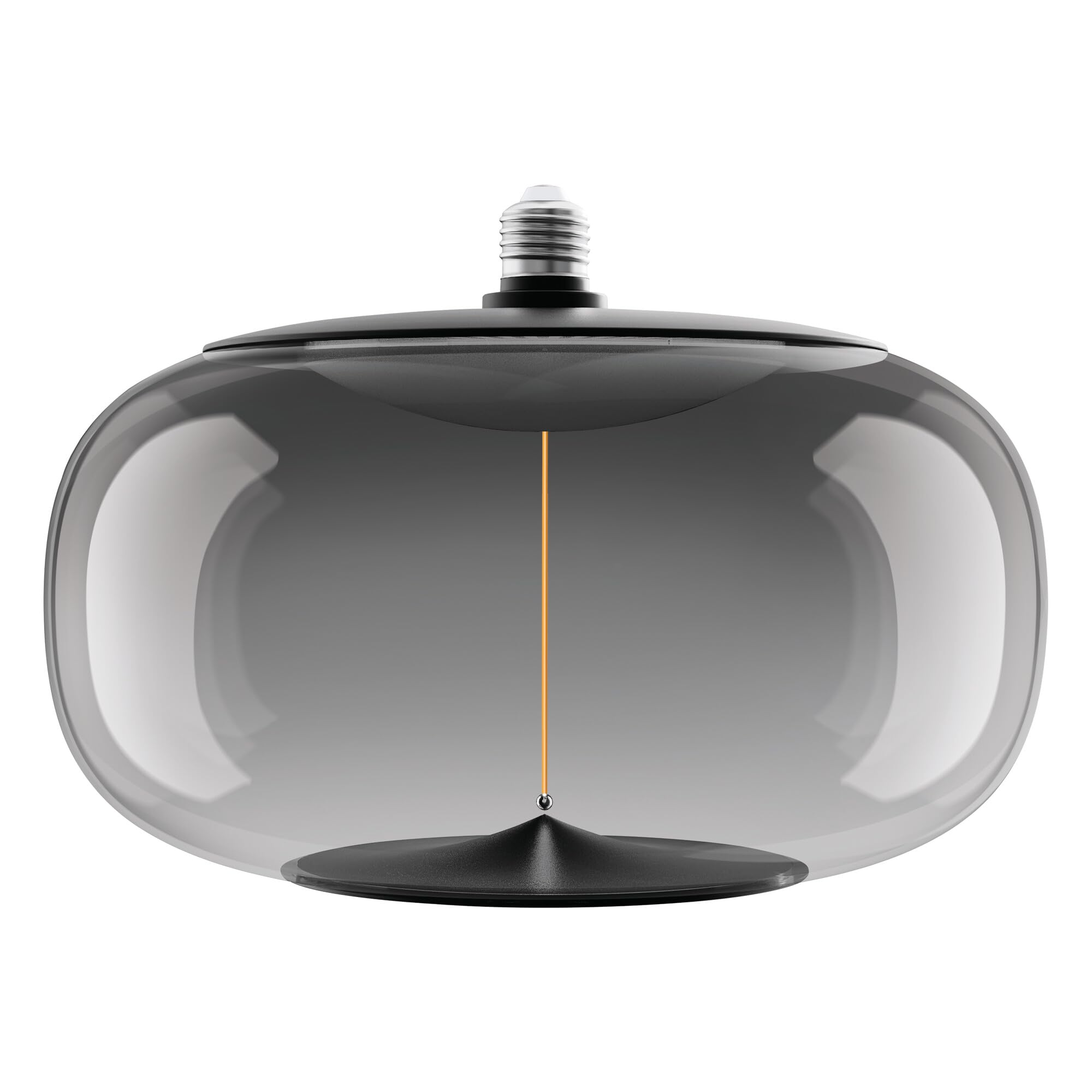 Osram Vintage 1906 Big Elipse ist eine dimmbare LED-Lampe aus Kunststoff mit Filament in Ellipsenform. Sie bietet 12 W für 350 lm, E27 Fassung, Smoke Design, 300 mm Durchmesser, CRI 80, 1800 K.