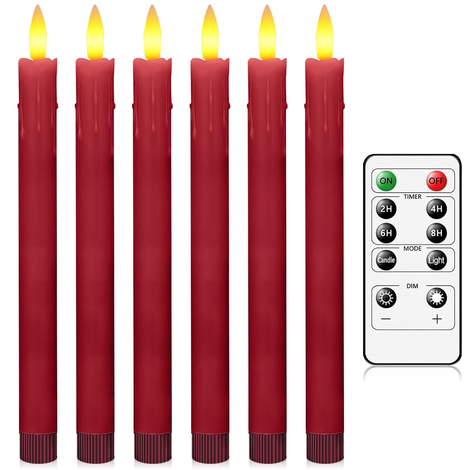 AiiBowy LED Velas Efecto Llama de Cera AUTÉNTICA [6 piezas] LED Velas sin Llama, Velas al aire libre con Llama Parpadeante, Luces LED a Pilas Velas para bodas, fiestas, vacaciones, decoración Rojas