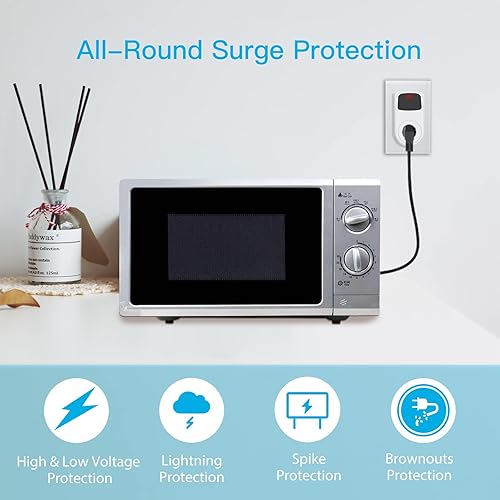 Miniatura 5 de BSEED Protector contra sobretensiones para electrodomésticos, multifunción, paquete de 2 unidades, protector de voltaje, protector de sobretensiones