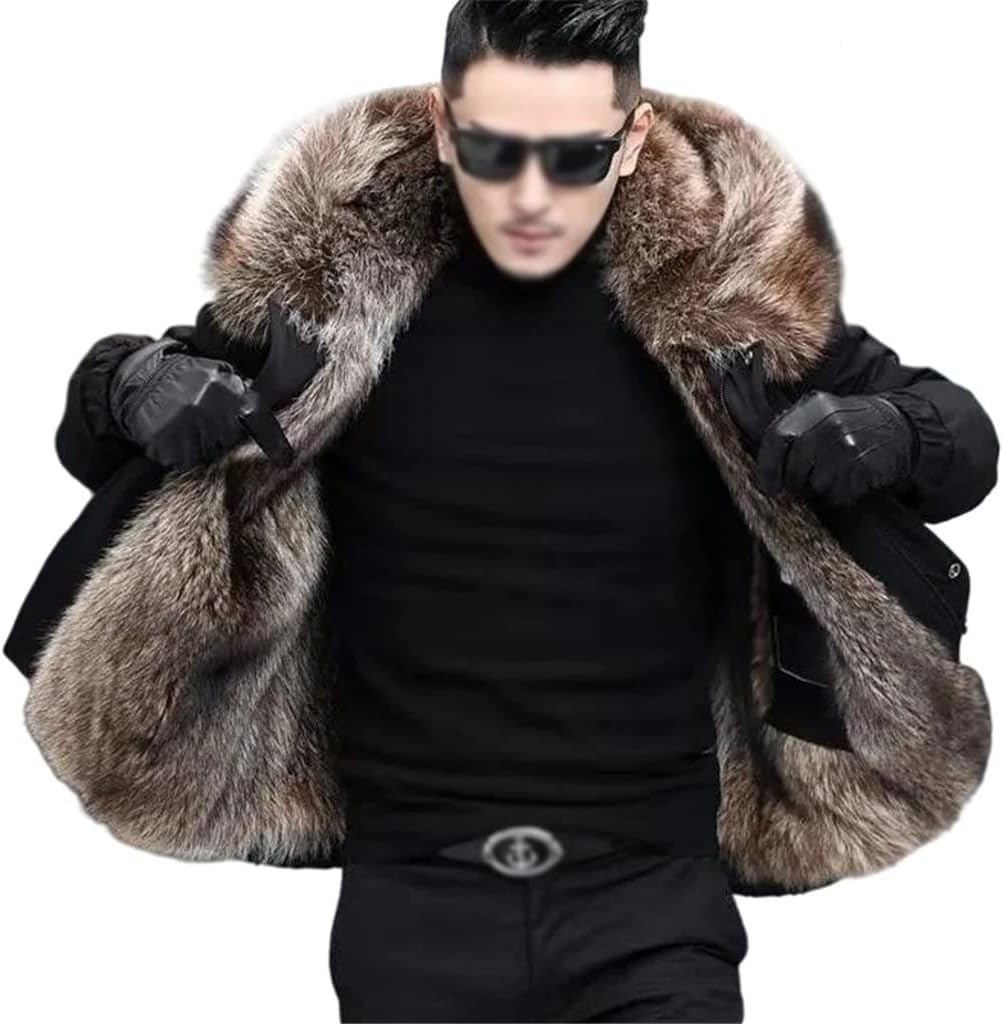 Men Casual Parka Faux Jacket Winter Detachable Warm Thicken Overcoats Slim Hooded Homme(XL code)