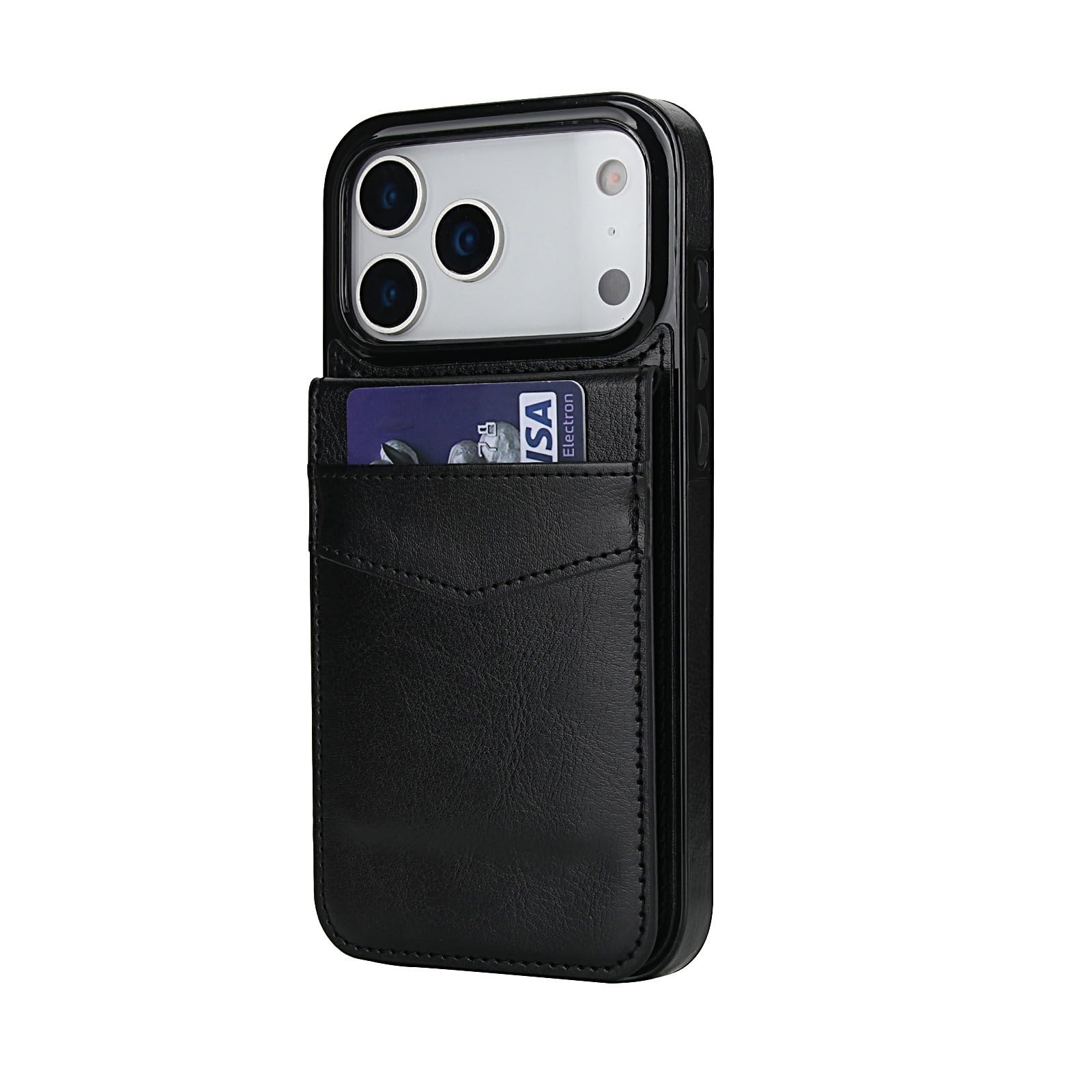 Étui iPhone 17 cuir noir anti-rayure pour protéger écran et ranger carte - 8