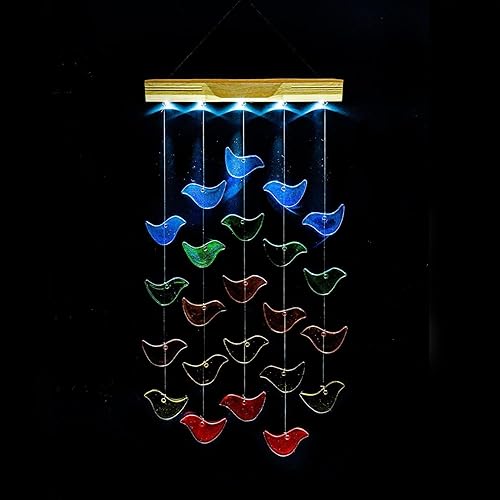 Miniatura 2 de Campanillas de viento para campanillas de viento exteriores, carillón de viento de luz solar única, carillón de viento colgante de vidrio con luz