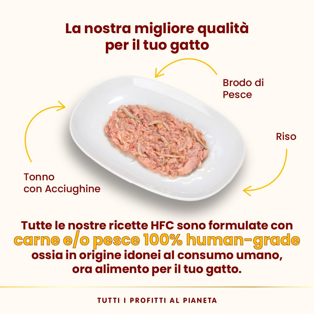 Almo Nature HFC Natural Alimento Umido per Gatti - Tonno con Acciughine - Confezione da 420 g (6 x 70 g)