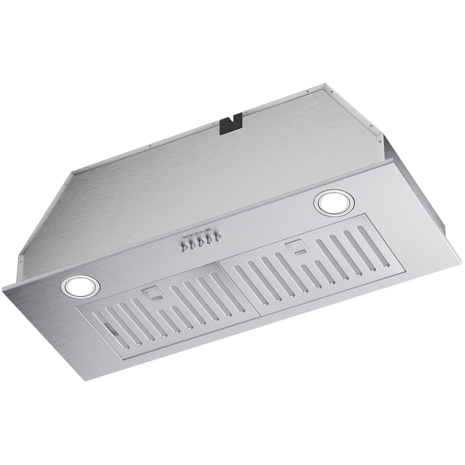 SOONYE Range Hood 30 inch, Insert Range Hood 600 CFM Kitchen Vent Stove Hood with 3 Speed Push Button Control, Permanent Baffle Filter, Ducted/Ductless Convertible