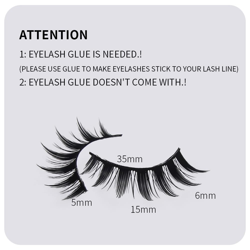 AKARA Ciglia Finte Naturali 7 Paia 3D Ciglia Finte False Eyelashes Visone Artificiale (3D-BN12)