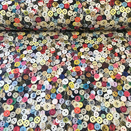 Kt KILOtela - Tessuto arredo stampato al metro - Half Panama - Stampa digitale - 100% cottone - H. 280 cm - prezzo per 50 cm | Bottoni colorati