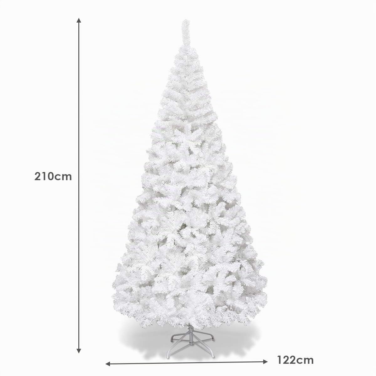 COSTWAY 210cm Künstlicher Weihnachtsbaum, Tannenbaum mit Metallständer, Christbaum PVC Nadeln, Kunstbaum Weihnachten ideal für Zuhause, Büro, Geschäfte und Hotels, Weiß