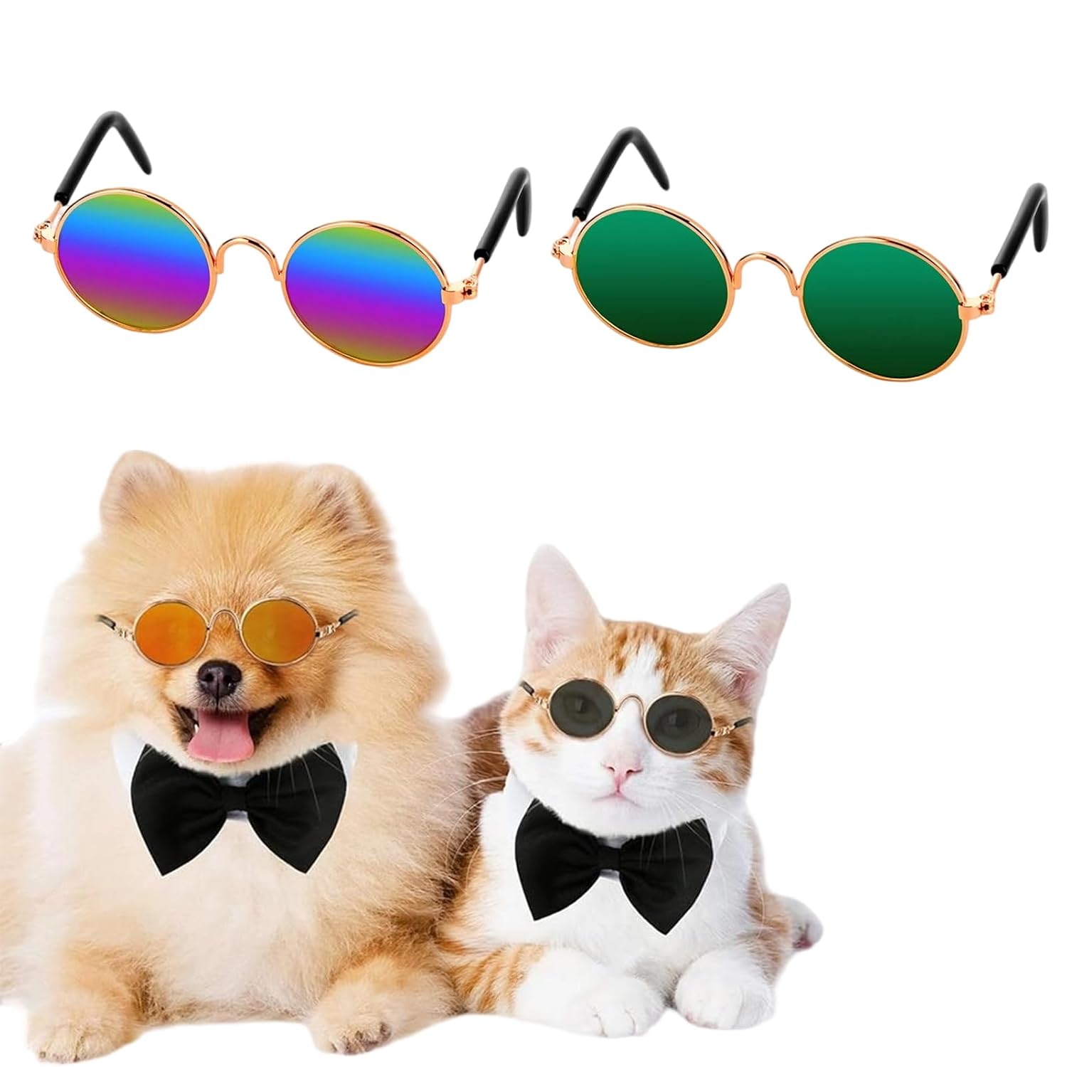 2Pcs Pet Glasses, Cat and and DogSunglasses Pet, Small Dog Sunglasses, Funny Glasse for Cats Dogs Cosplay Parties Performances Photo Props Cat Accessories 2Pcs Pet Glasses, Cat and and DogSunglasses Pet, Small Dog Sunglasses, Funny Glasse for Cats Dogs Cosplay Parties Performances Photo Props Cat Accessories