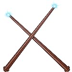 Gejoy 2 Piece Light up Wand Magic Wizard Wand Princess Fairy Wands Christmas Light Sound Toy Cosplay Props for Kids(Dark Brown)
