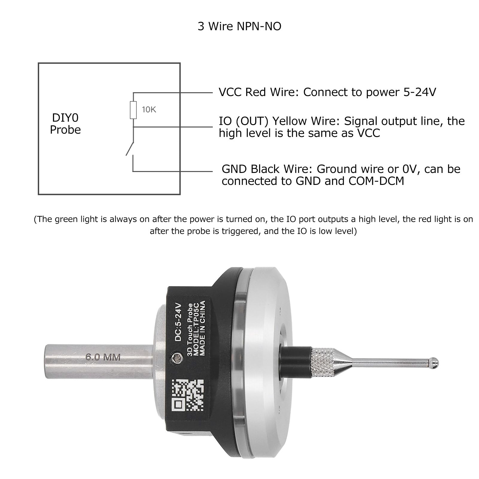 Cnc 3D Kantentaster, 3D Touch Probe Finder, Hochpräziser Kantentaster Wolfram Stahlkugel Für Cnc Ausrüstung Dc 5~24V