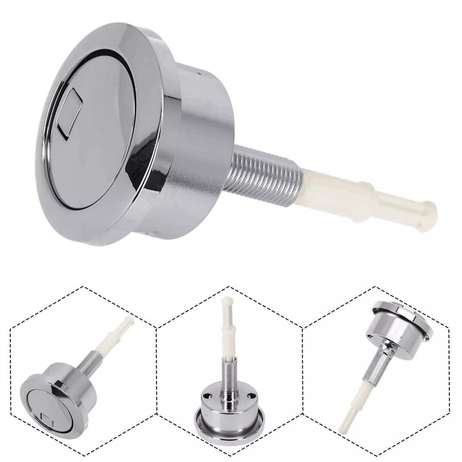 BODYA Water Tank Drain Button Dual Flush Cistern Push Button for Geberit Chrome Finish Bathroom Toilet Accessories Silver - Image 3