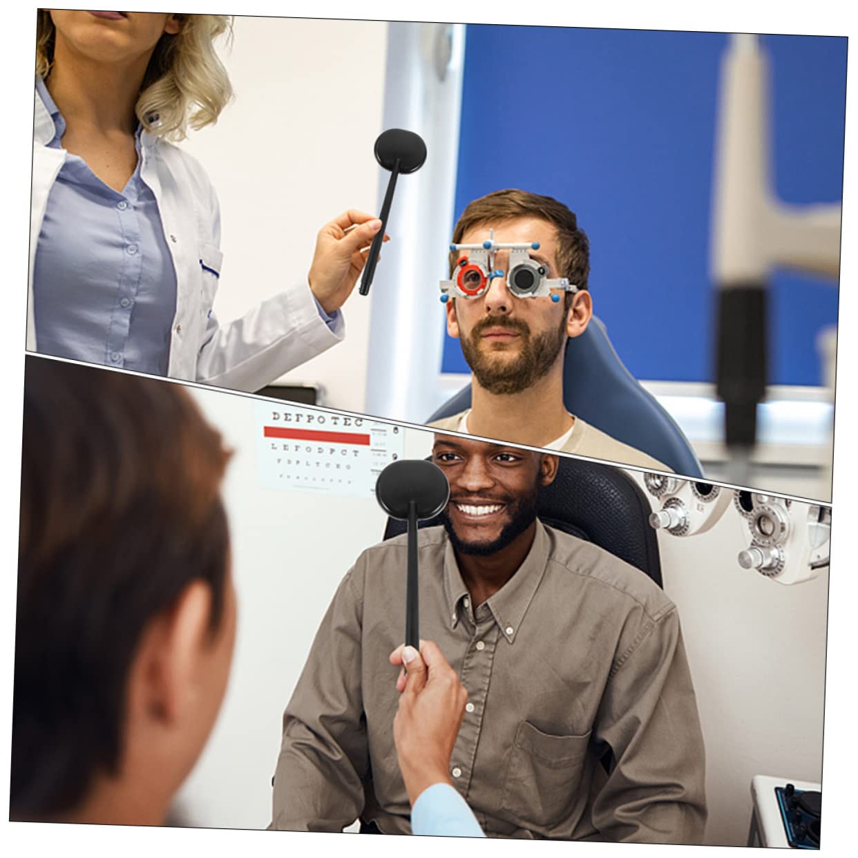 Healeved 10sets Eye Shield Occluder Test Eye Cover para Eye Exam Tools Eye Occluders Eyesight Test Supplies Eye Chart Exam Occluder Test Tool Kit Black Abs Engineering Plastics 10pcs*10