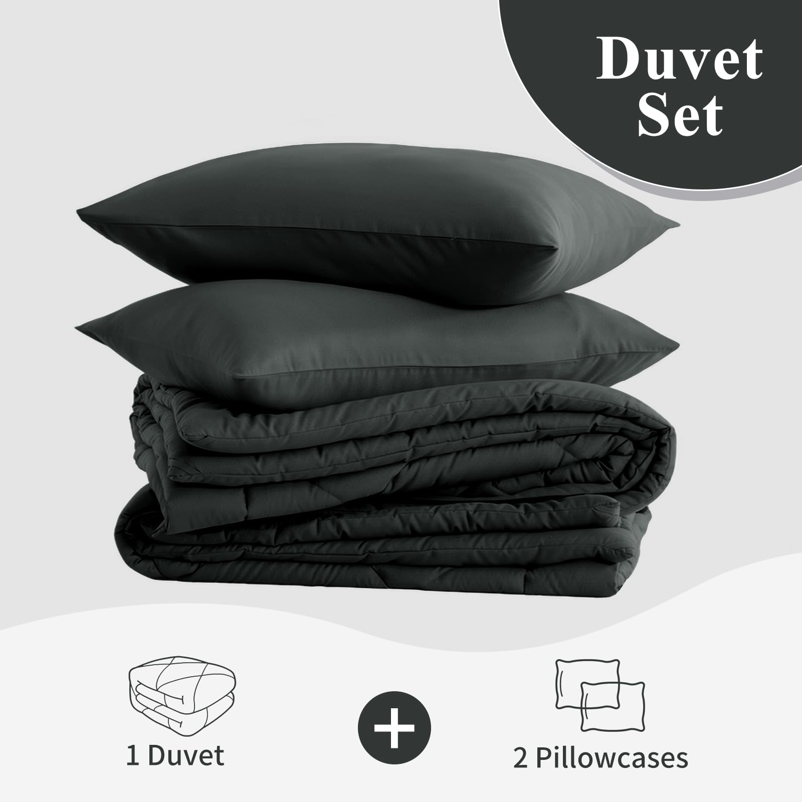 Copripiumino Coverless per letto super king size, 10,5 Tog, per letto super king size, per tutte le stagioni, lussuoso, leggero, lavabile, con 2 federe, 260 x 220 cm, grigio scuro