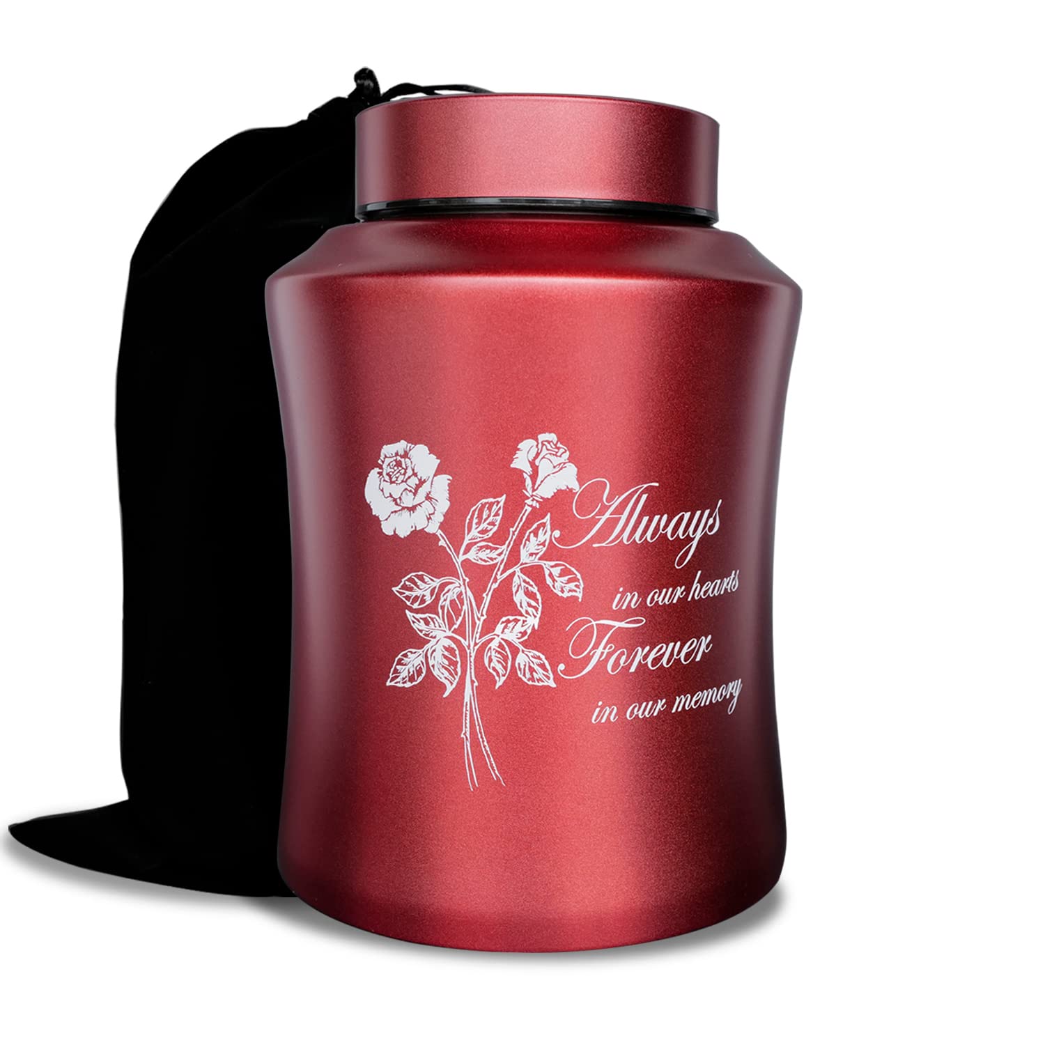 Large Cremation Urns for Adult Human Ashes, Up to 160 lbs Decorative Urn with Flower Design for Female Male Ashes with Velvet Bag(Rose of Love)