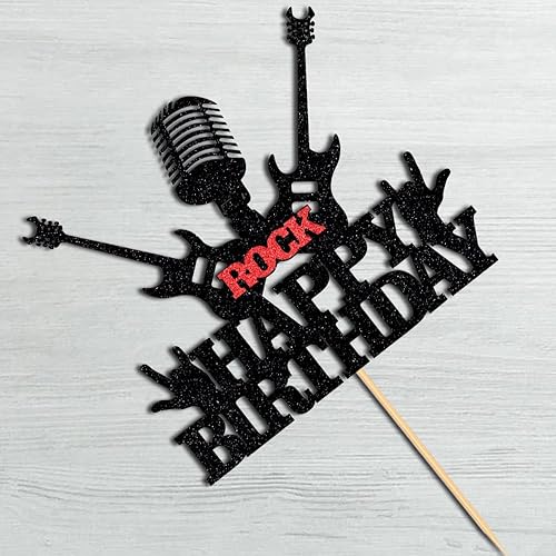 Miniatura 3 de WRACKKIAR Rock Happy Birthday Cake Topper-Rock Music Happy Birthday Cake Topper-80s Themed Party Happy Birthday Cake Decor Rock and Roll Themed