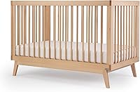 dadada Soho 3-in-1 Convertible Crib to Toddler Bed - Italian Beechwood, GREENGUARD Gold Certified, Modern Natural Design