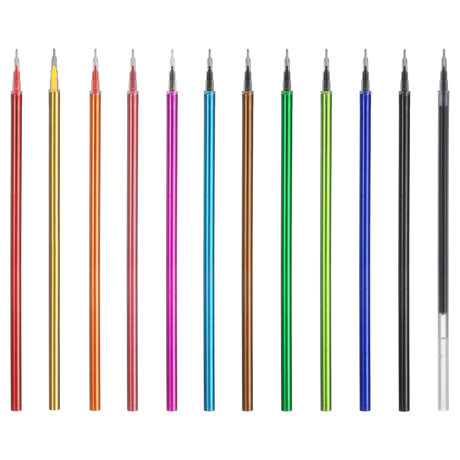 PATIKIL 12Pack 0.5mm Gel Pen Refills for Coloring, Medium Point Gel Ink Pens Refills for Coloring Book Drawing Art Supplies Scrapbook Journaling, Multicolor