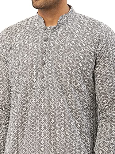Image of Jompers Men's Embroidered Pure Cotton Kurta Pyjama Set.