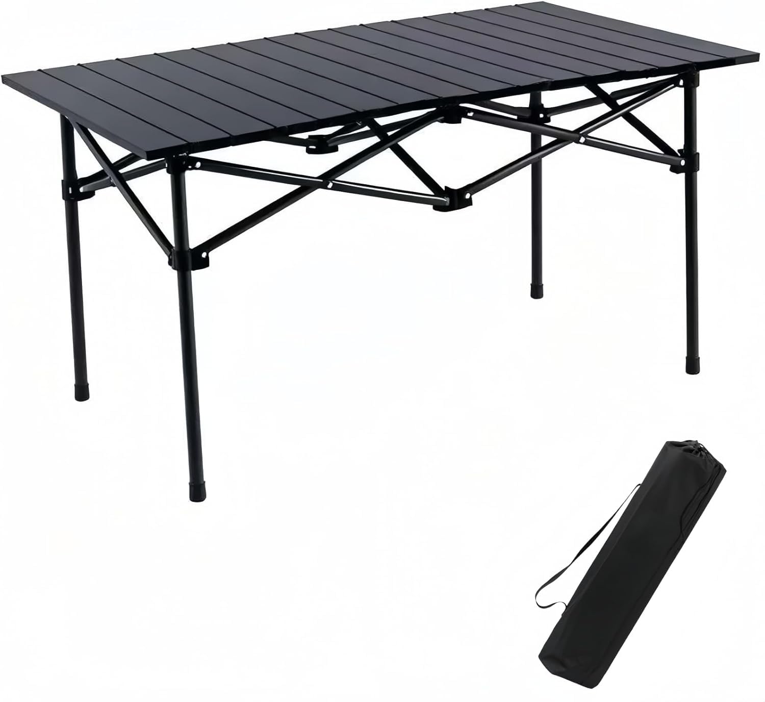Jorunb Outdoor Camping Folding Table with Roll Up Table Top Carry Bag Lightweight Aluminum Large Folding Portable Camp Table for Picnic Cooking BBQ Beach Travel Hiking Backyard Party (95 * 55 * 50cm)