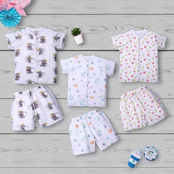 Image of Muslin Jabla & Shorts|For Boys & Girls|Summerwear Sleeveless Vest|Baby Products|Casual Clothing Set