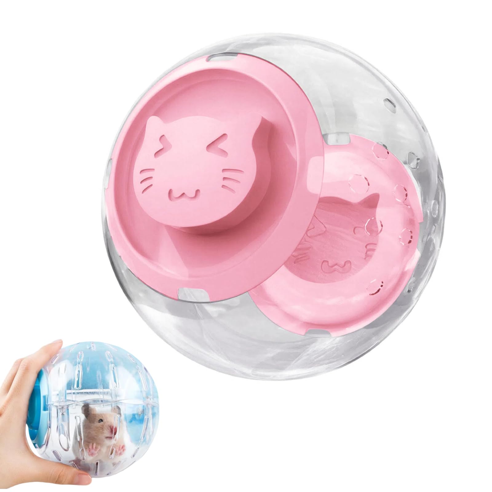 Hamster Ball, 18cm Hamster Run Ball Transparent Running Hamsters Wheel Rodent Toy Small Pet Plastic Cute Exercise Balls, Running for Hamsters and Mice Indoor (Pink)