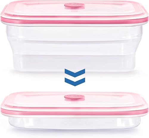Miniatura 9 de Contenedores plegables para almacenamiento de alimentos, silicona premium, sin BPA, apto para microondas y horno, con tapas, para viajes, campamento