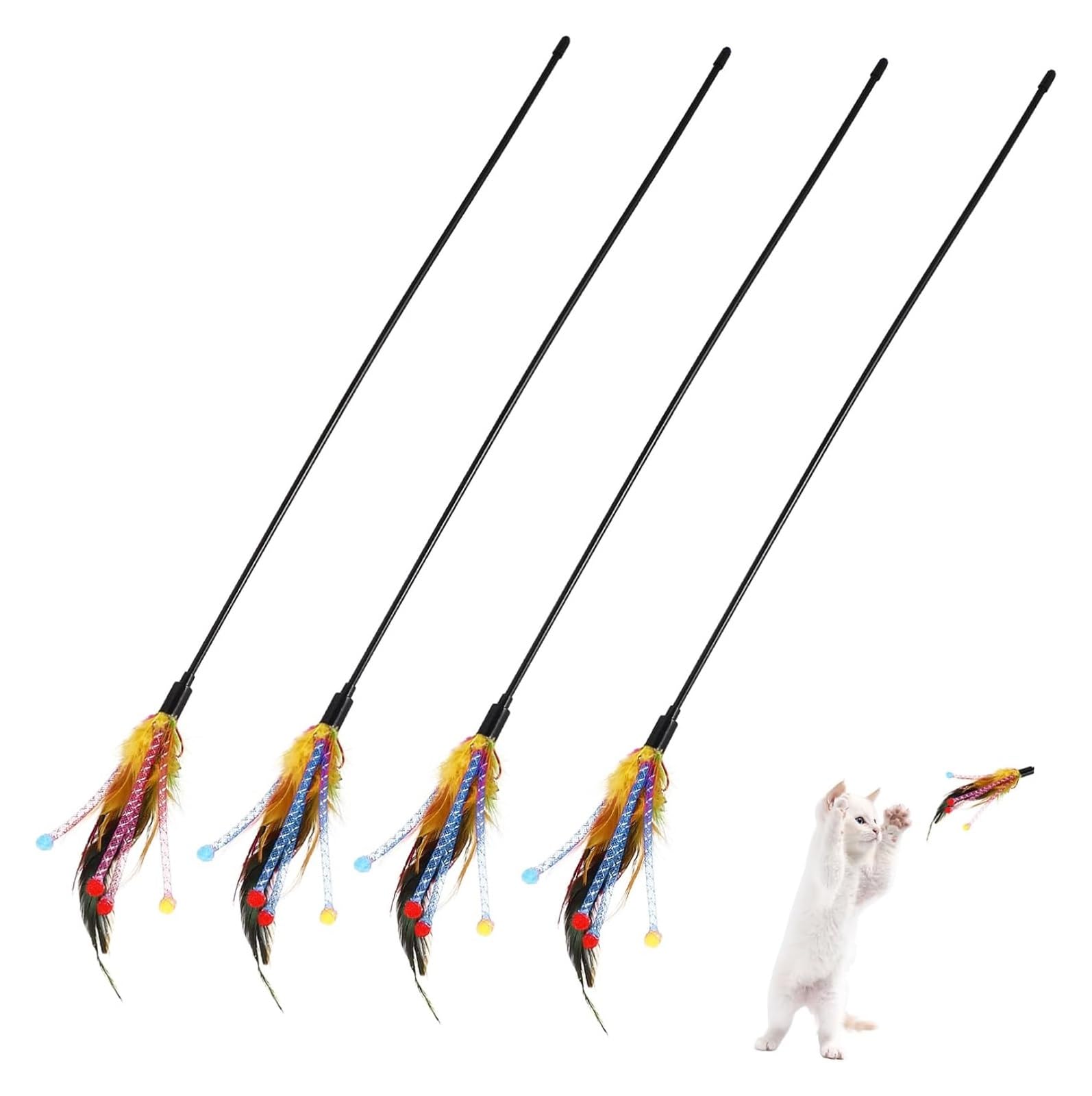 Katzen-Spielzeug, 4-teiliges Set mit Glocken, interaktives Spielzeug for Hauskatzen, zufällige Farben, spannendes Spielen for Kätzchen