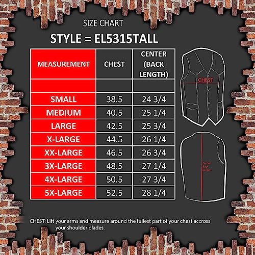 Image of EVENT LEATHER EL5315TALL Black Motorcycle Leather Vest for Men's Tall Sizes Riding Club Adult Motorcycle Vests