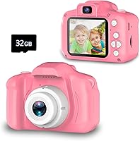 Seckton Kids Selfie Camera for Girls 3-9: HD 1080P Dual Lens Digital Video Toy with 32GB SD Card - Pink Birthday Gift