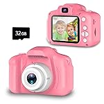 Seckton Upgrade Kids Selfie Camera, Christmas Birthday Gifts for Girls Age 3-9, HD Digital Video Cameras for Toddler, Portable Toy for 3 4 5 6 7 8 Year Old Girl with 32GB SD Card-Pink
