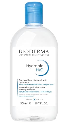 Bioderma - Hydrabio H2O - Agua micelar - Limpiador facial y removedor de maquillaje - Agua limpiadora micelar para piel sensible deshidratada
