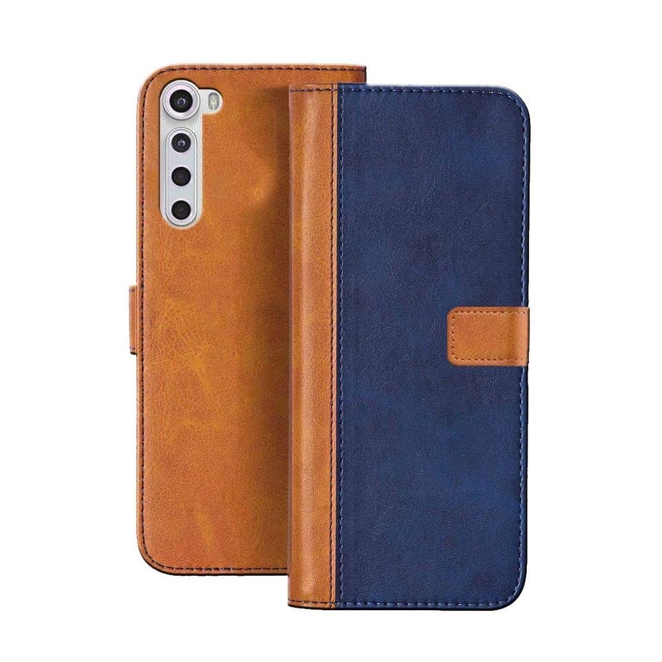 ClickAway Dual Tone Leather Finish Flip Cover for Motorola Moto One Fusion Plus |Inside Pockets & Inbuilt Stand | Wallet Style Back Case | Magnet Closure (Dual Shade) (Please check your phone model before buying