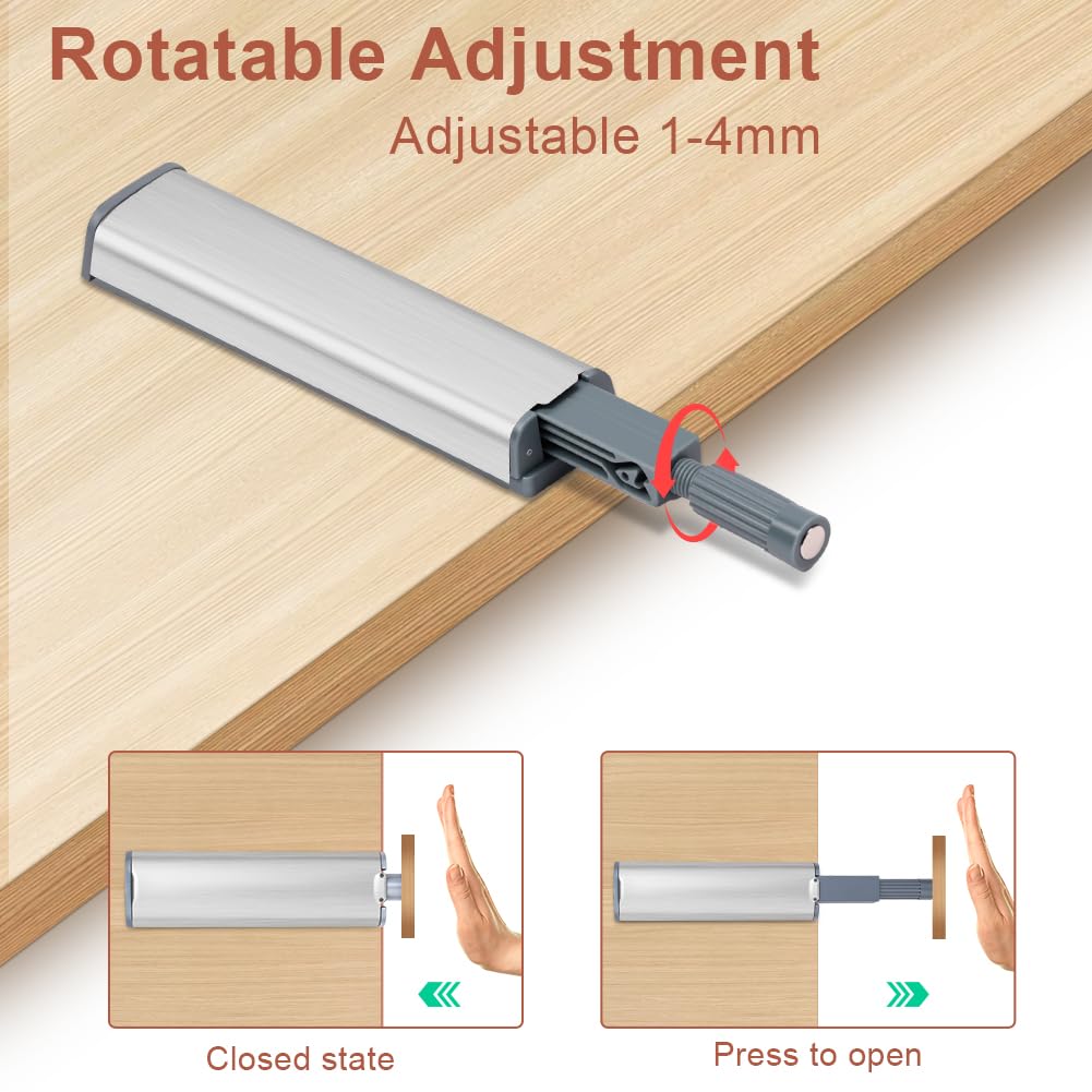 Push Pull per Ante, 10 Pezzi Scrocco magnetico chiusura magnetica, Robusto Apertura a Pressione Ante Chiusura, con viti di montaggio e magneti autoadesivi, per camper, armadietti della cucina