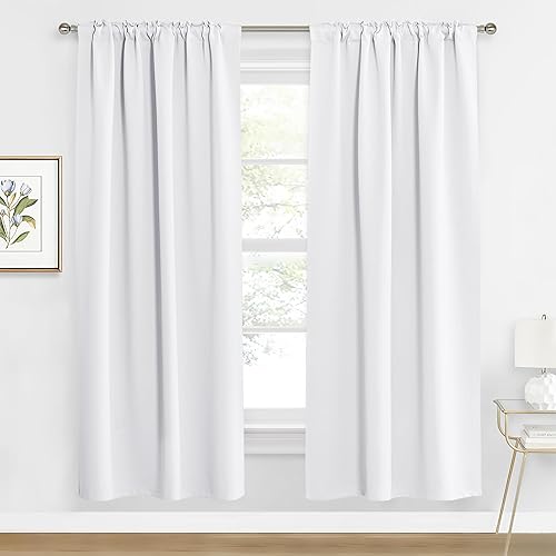 Miniatura 176 de RYB HOME - Cortinas blancas, cortinas para oscurecer la habitación, con aislamiento térmico, juego de cortinas opacas para dormitorio, sala
