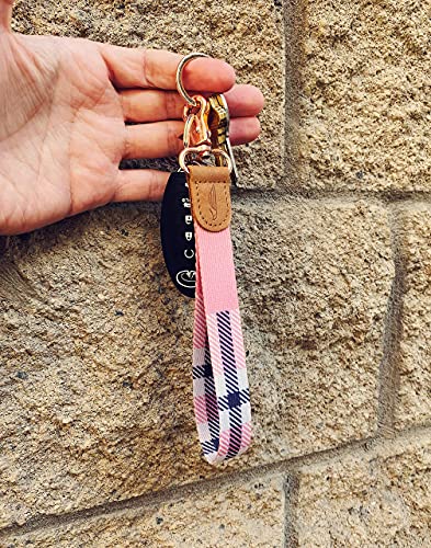 Image of POCKT Lanyard for Keys Wristlet Strap Key Chain Holder for Men and Women - Cool Hand Wrist Lanyards for Keys and Wallets | Pink Plaid