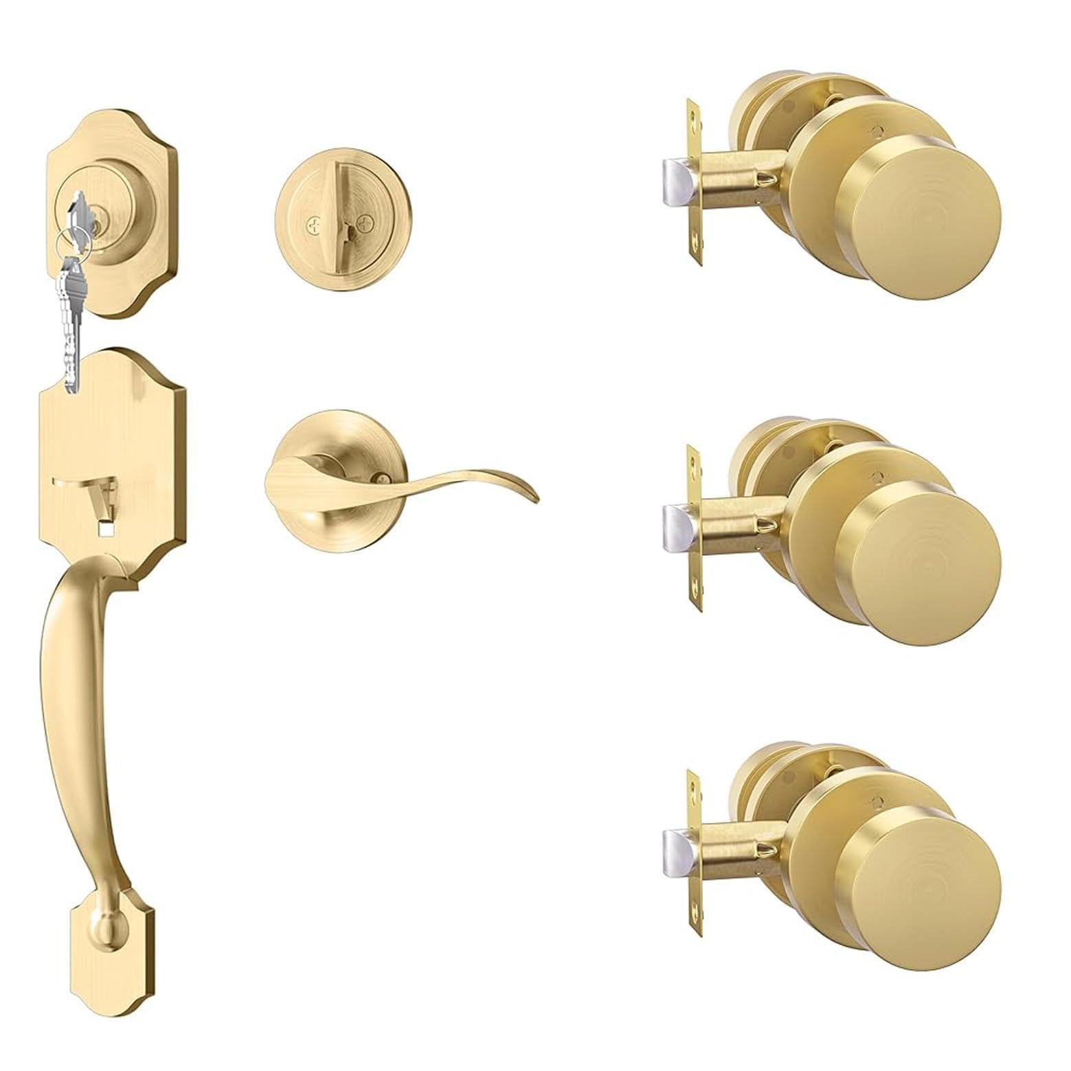 goldenwarm Front Door Handle & 3Pack Privacy Door Knob