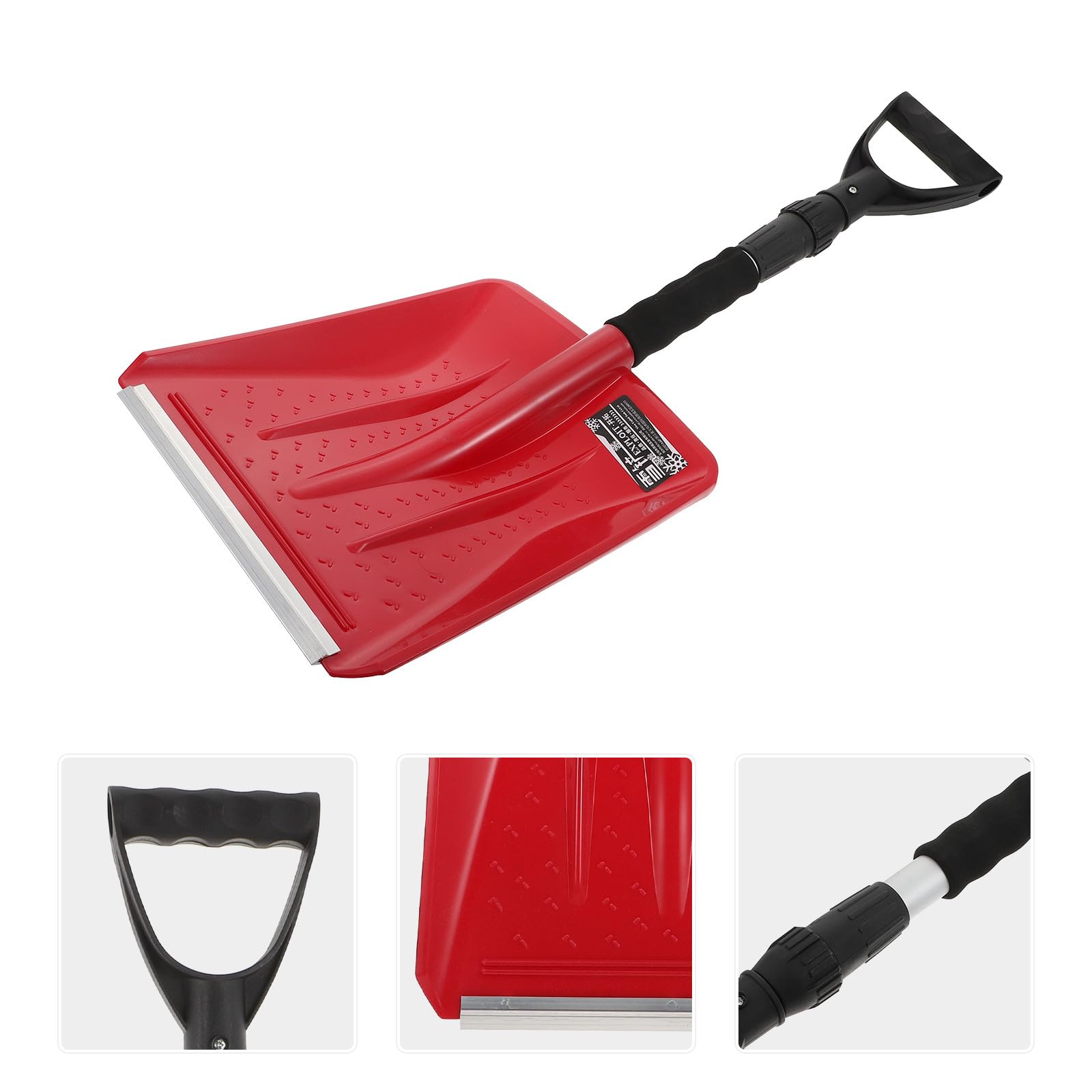 BESPORTBLE Pelle à Neige Rétractable en Plastique Manche en Aluminium Outil de Déneigement Hivernal Compact et Léger Accessoire Rouge pour Voiture et Camping-Car Truelle à Boue